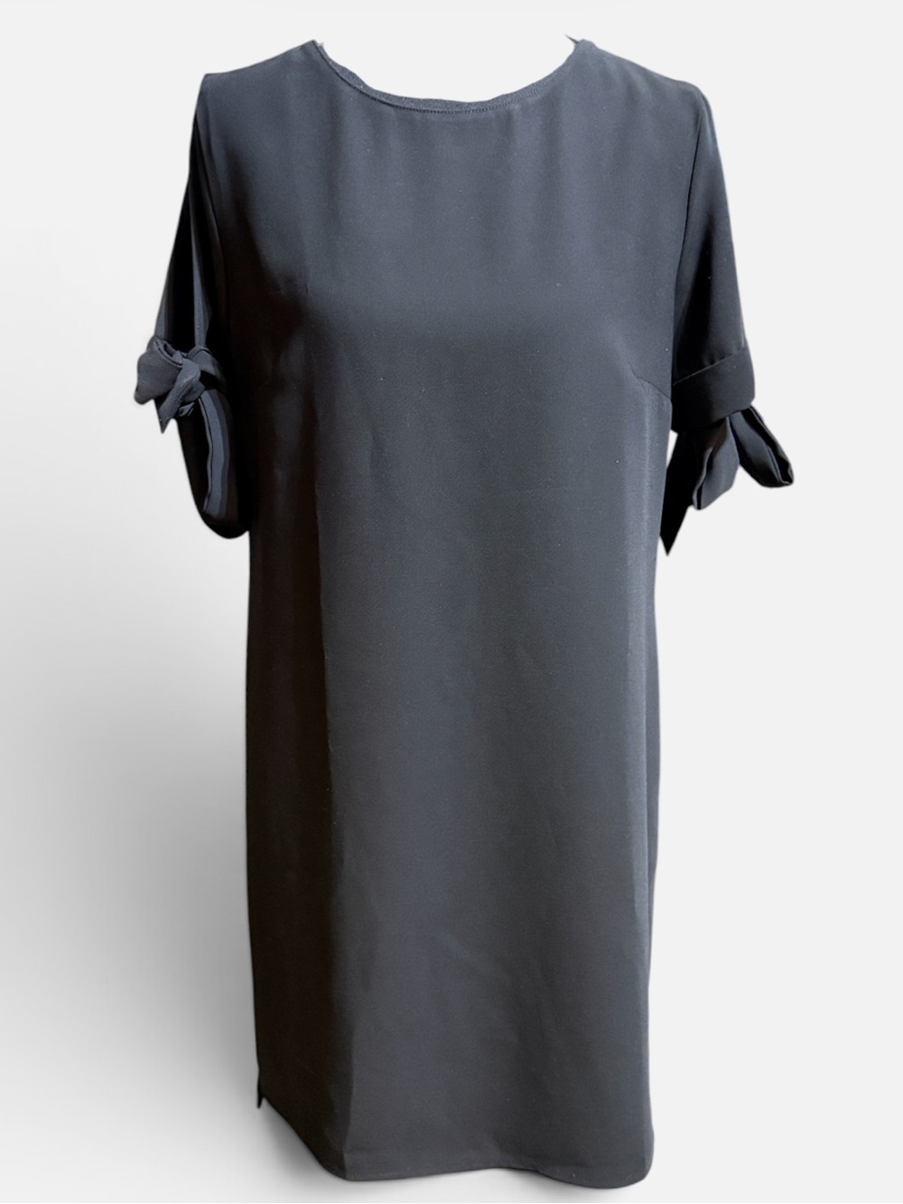 Amanda Uprichard Black Shift Midi Dress with Sleeve Ties size P/XS